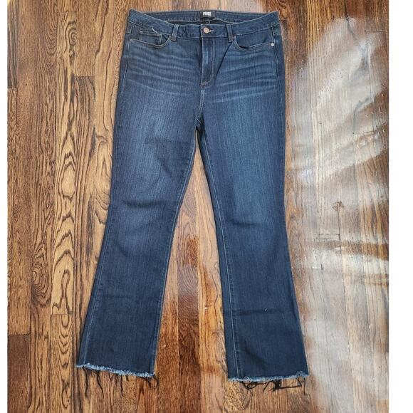 Paige Jeans Women's Sz 33" High Rise Manhattan Straight Frayed Hem Stretch - Picture 12 of 12